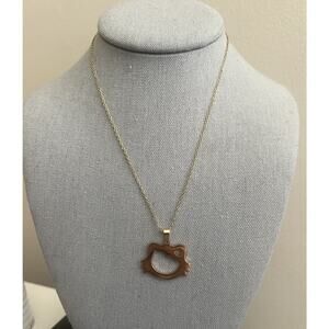 Gold Tone Stainless Steel Kitty Pendant Necklace. 18"